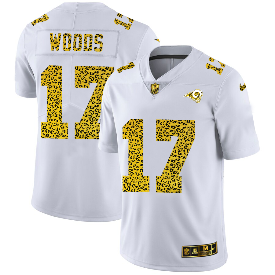 Los Angeles Rams #17 Robert Woods Men Nike Flocked Leopard Print Vapor Limited NFL Jersey White->los angeles rams->NFL Jersey